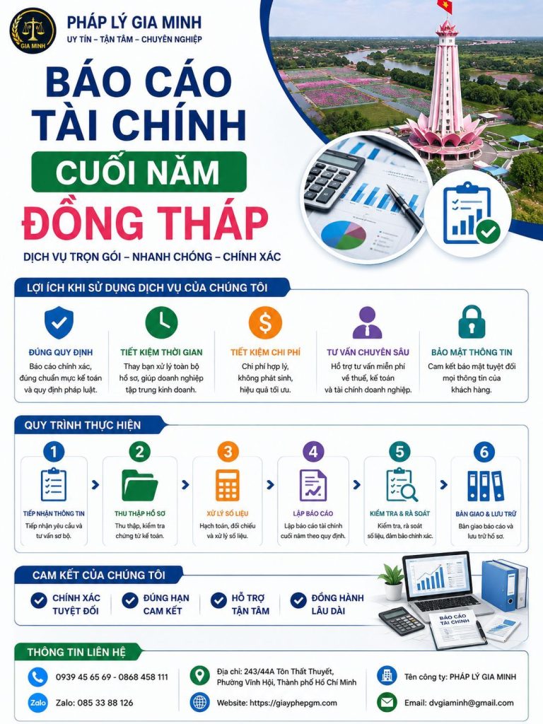 Dịch vụ làm báo cáo tài chính tại Đồng Tháp 8 Báo cáo tài chính cuối năm Đồng Tháp