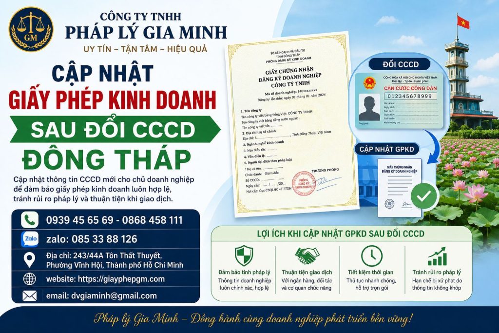 Cập nhật giấy phép kinh doanh sau đổi CCCD Đồng Tháp