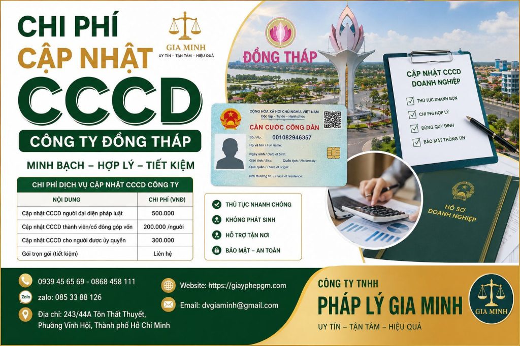Chi phí cập nhật CCCD công ty Đồng Tháp