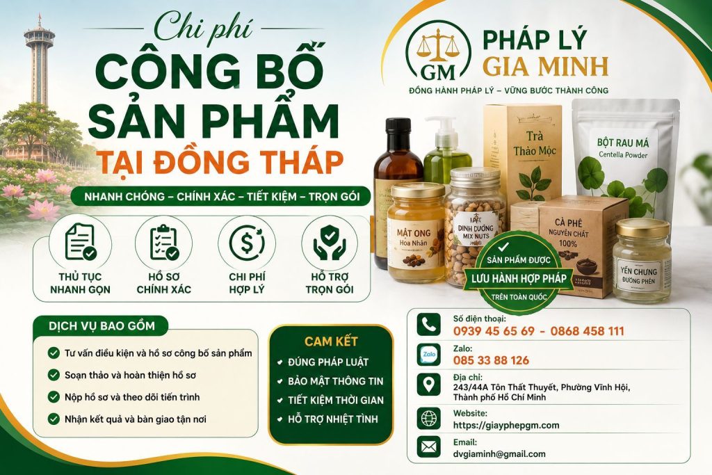 Chi phí công bố sản phẩm tại Đồng Tháp