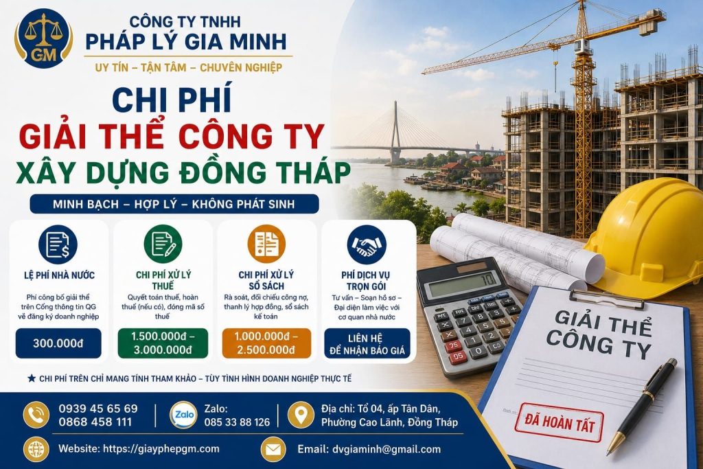 Dịch vụ giải thể công ty xây dựng tại Đồng Tháp nhanh gọn uy tín 3 Chi phí giải thể công ty xây dựng Đồng Tháp