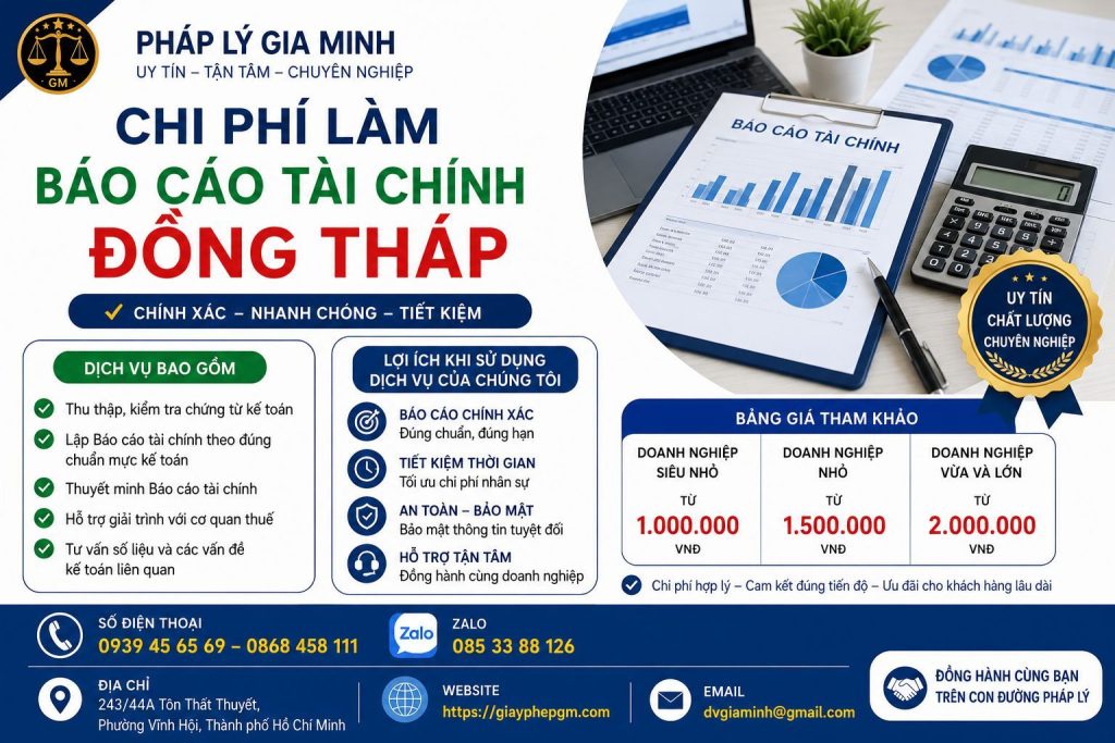 Dịch vụ làm báo cáo tài chính tại Đồng Tháp 11 Chi phí làm báo cáo tài chính Đồng Tháp