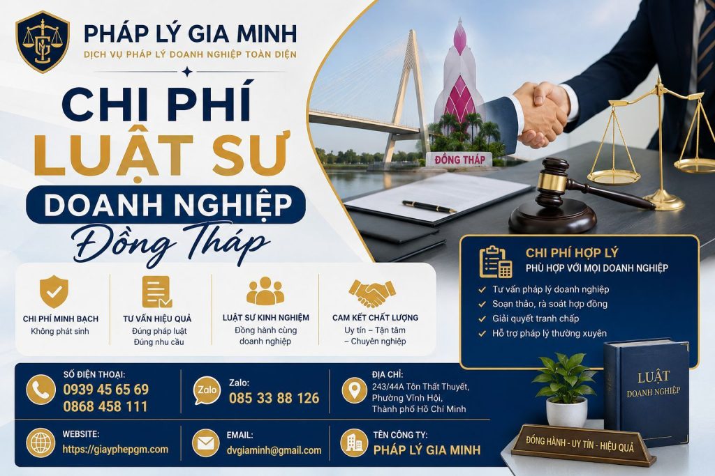 Dịch vụ luật sư doanh nghiệp tại Đồng Tháp – Đồng hành pháp lý toàn diện cho doanh nghiệp hiện đại 8 Chi phí luật sư doanh nghiệp Đồng Tháp