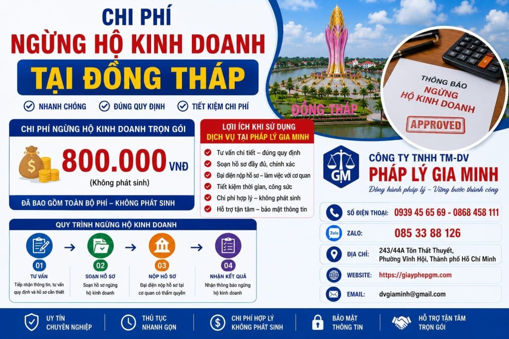 Chi phí ngừng hộ kinh doanh Đồng Tháp