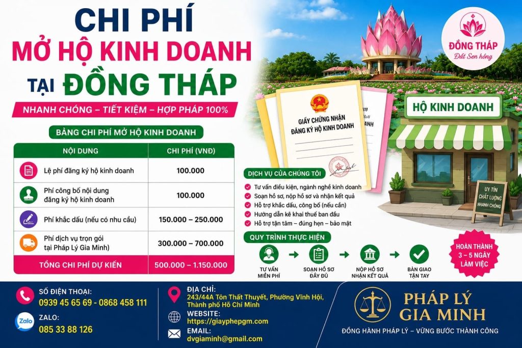 Chi phí thành lập công ty Đồng Tháp