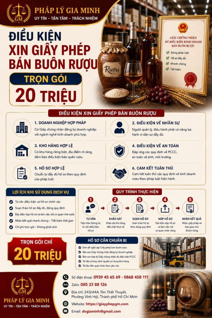 Chi phí xin giấy phép bán buôn rượu trọn gói