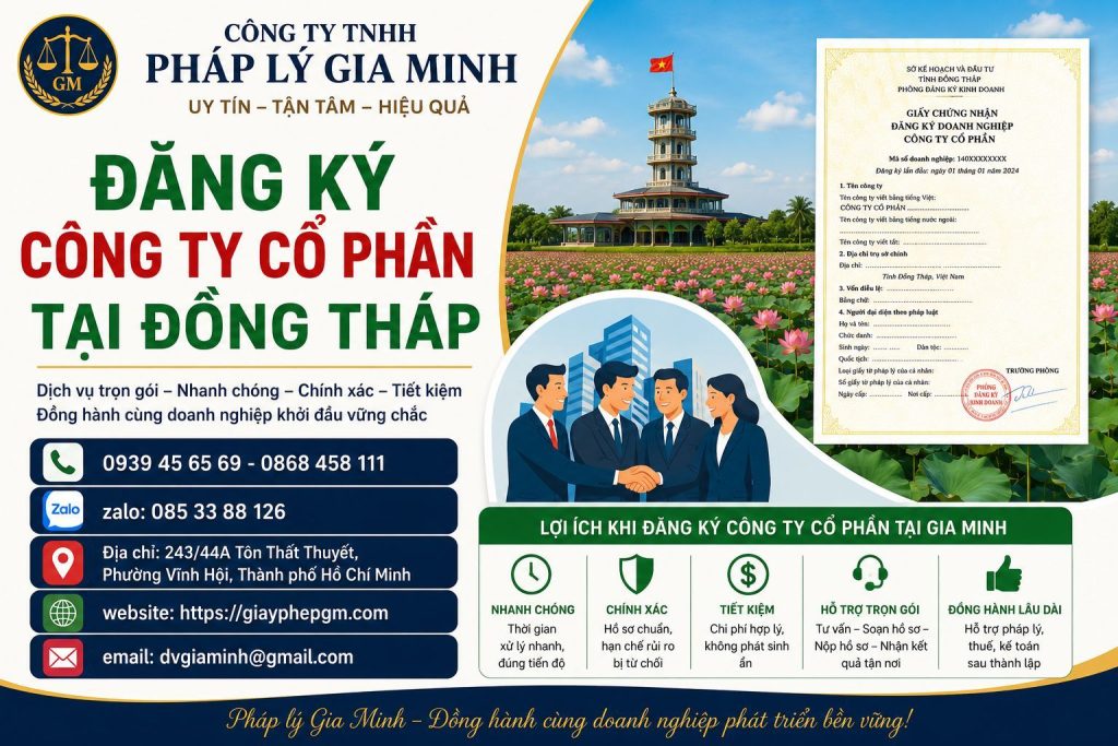 Thành lập công ty cổ phần tại Đồng Tháp – Giải pháp phát triển doanh nghiệp bền vững và chuyên nghiệp 4 Đăng ký công ty cổ phần tại Đồng Tháp