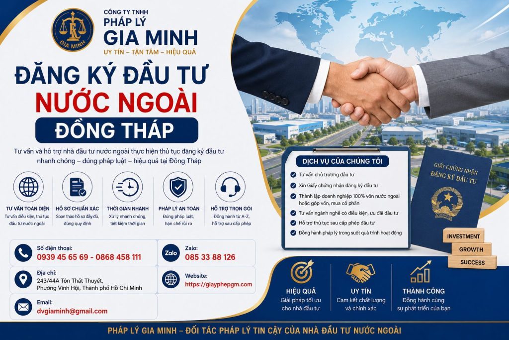 Đăng ký đầu tư nước ngoài Đồng Tháp