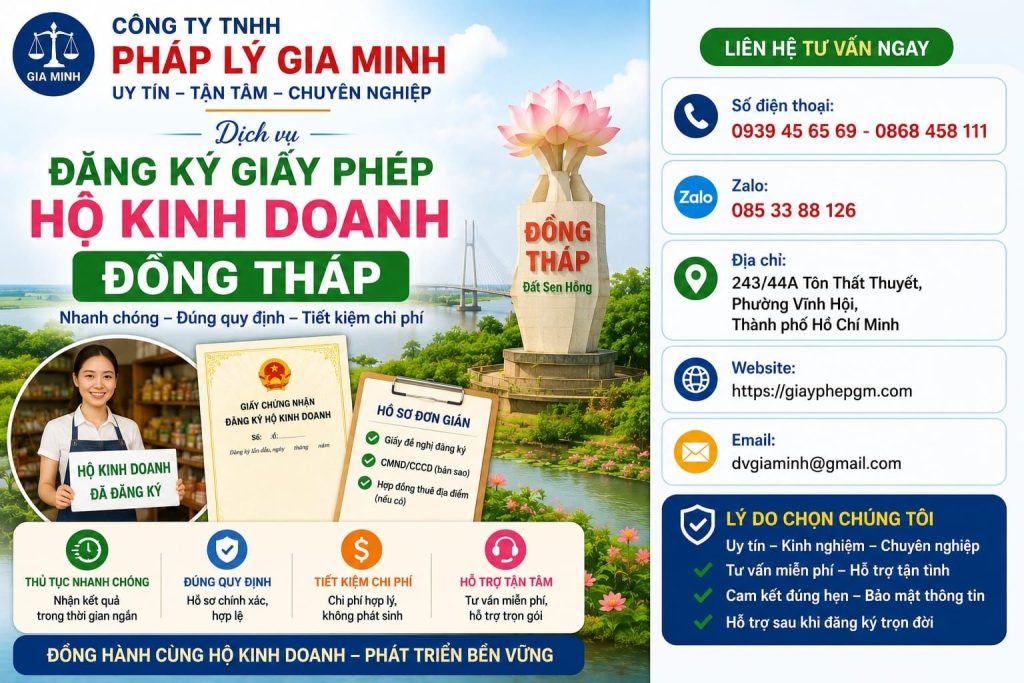 Đăng ký giấy phép hộ kinh doanh Đồng Tháp