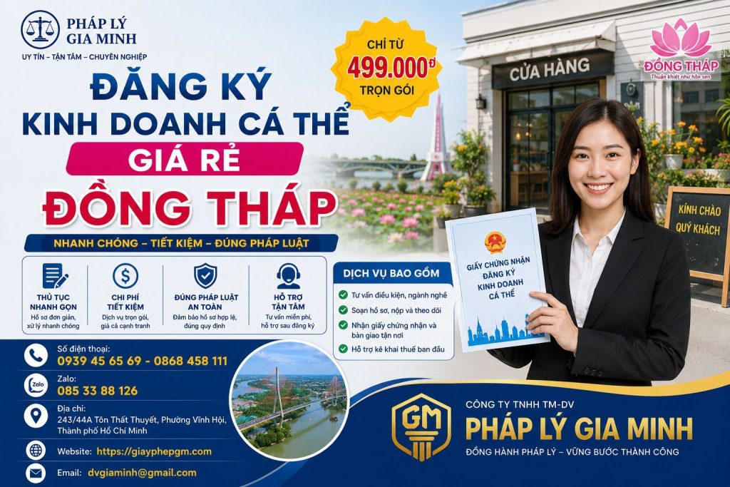 Đăng ký kinh doanh cá thể giá rẻ Đồng Tháp