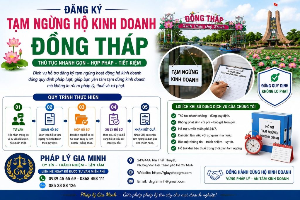 Đăng ký tạm ngừng hộ kinh doanh Đồng Tháp