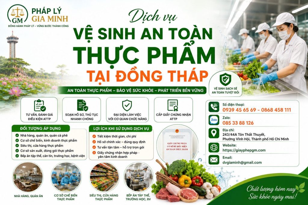 Dịch vụ vệ sinh an toàn thực phẩm tại Đồng Tháp 3 Dịch vụ ATVSTP trọn gói Đồng Tháp