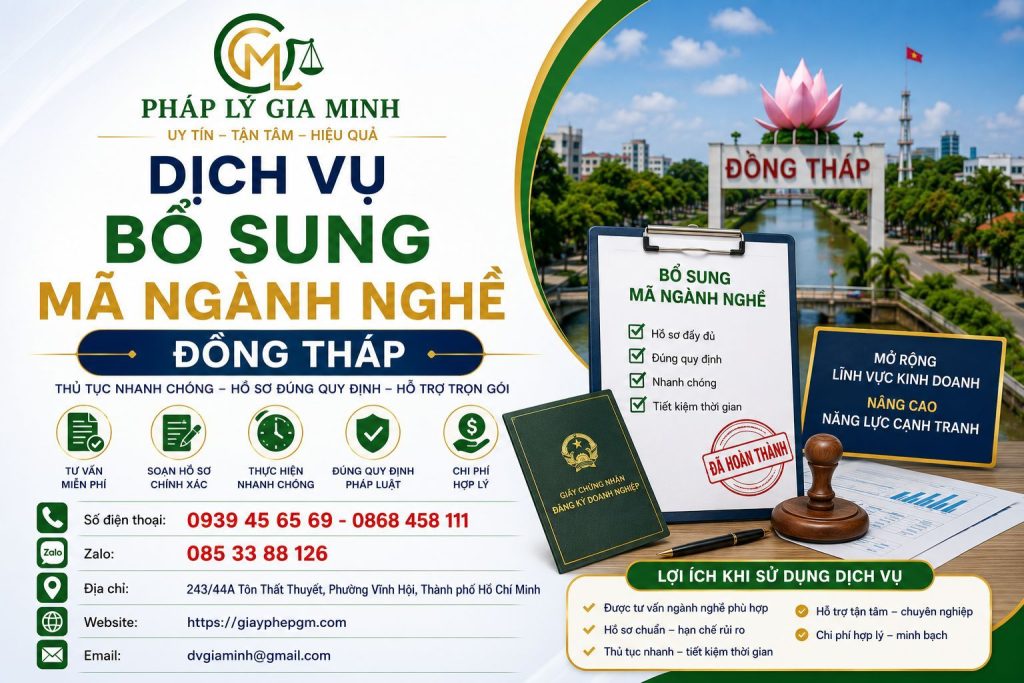Dịch vụ bổ sung mã ngành nghề Đồng Tháp