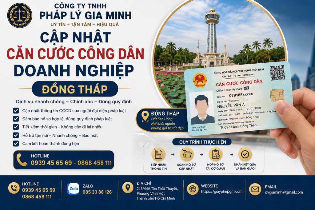 Dịch vụ cập nhật CCCD người đại diện công ty tại Đồng Tháp