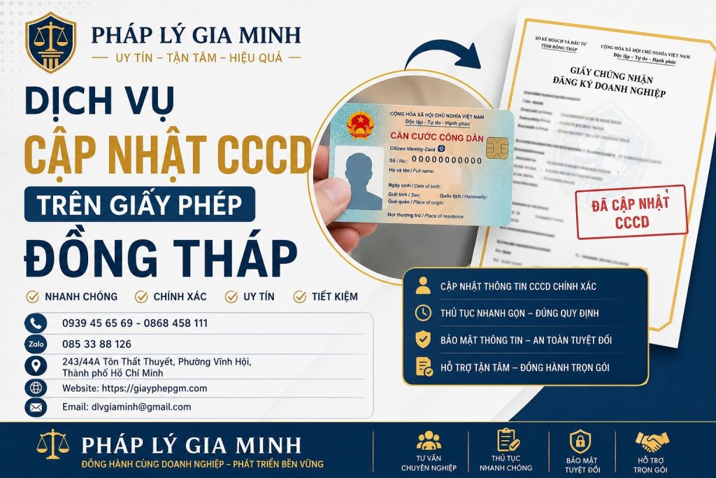Dịch vụ cập nhật CCCD trên giấy phép Đồng Tháp