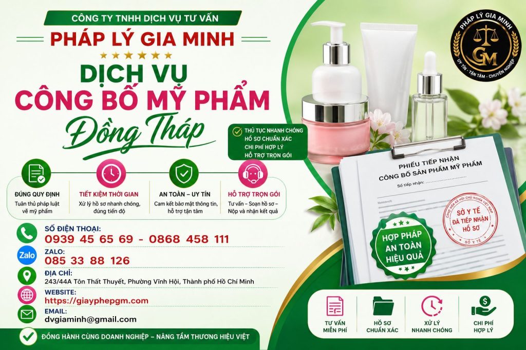Dịch vụ công bố mỹ phẩm Đồng Tháp