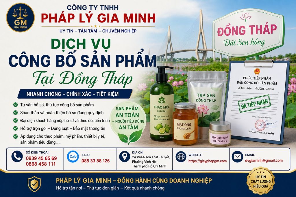 Dịch vụ công bố sản phẩm Đồng Tháp