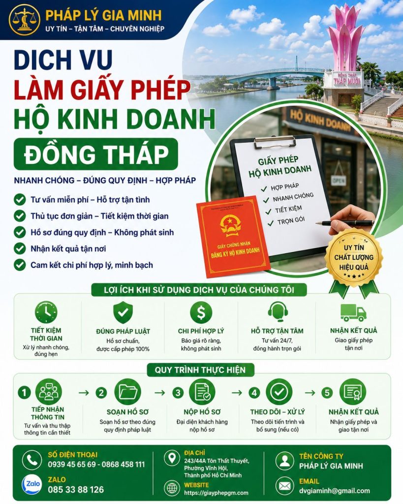 Dịch vụ đăng ký hộ kinh doanh cá thể Đồng Tháp