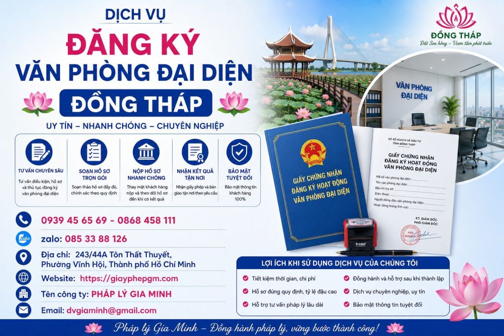 Dịch vụ đăng ký văn phòng đại diện Đồng Tháp