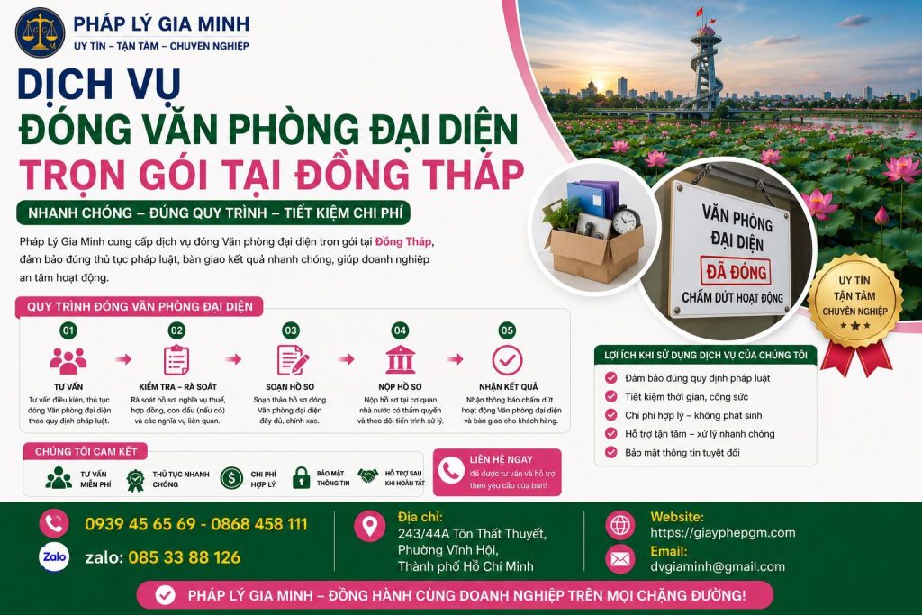 Dịch vụ đóng văn phòng đại diện Đồng Tháp