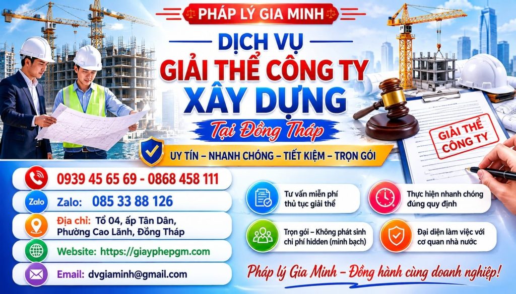 Dịch vụ giải thể công ty xây dựng tại Đồng Tháp nhanh gọn uy tín 1 Dịch vụ giải thể công ty xây dựng tại Đồng Tháp