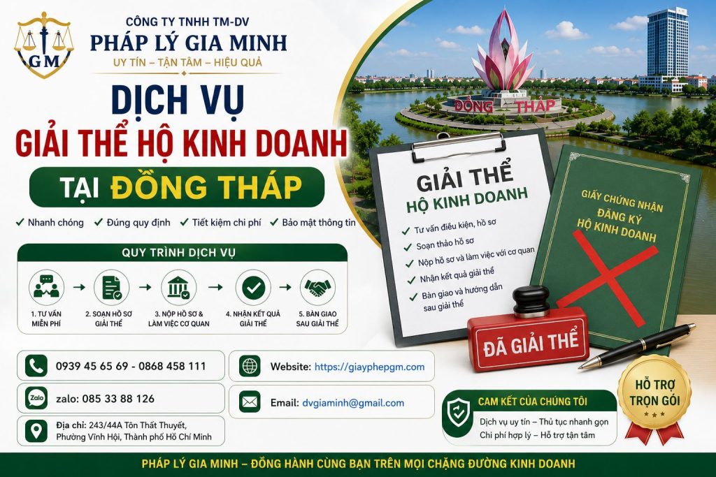 Dịch vụ giải thể hộ kinh doanh tại Đồng Tháp uy tín, nhanh chóng, đúng quy định 10 Dịch vụ giải thể hộ kinh doanh tại Đồng Tháp