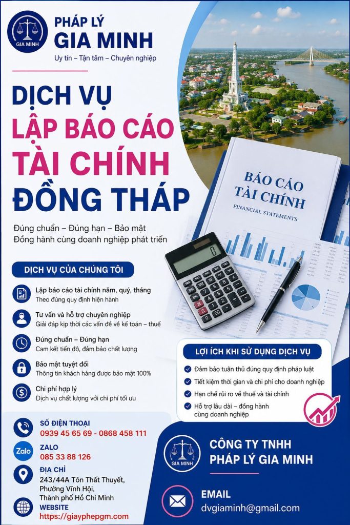 Dịch vụ làm báo cáo tài chính tại Đồng Tháp 1 Dịch vụ làm báo cáo tài chính tại Đồng Tháp