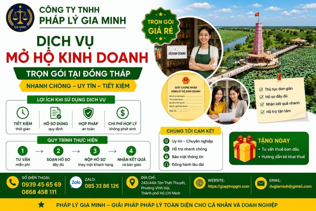 Dịch vụ mở công ty trọn gói tại Đồng Tháp