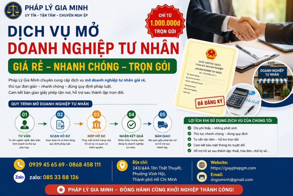 Dịch vụ mở doanh nghiệp tư nhân giá rẻ