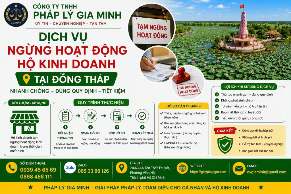 Dịch vụ ngừng hoạt động hộ kinh doanh tại Đồng Tháp