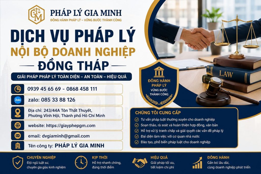 Dịch vụ luật sư doanh nghiệp tại Đồng Tháp – Đồng hành pháp lý toàn diện cho doanh nghiệp hiện đại 7 Dịch vụ pháp lý nội bộ doanh nghiệp Đồng Tháp