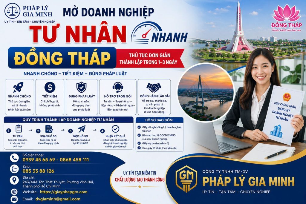 dịch vụ thành lập doanh nghiệp tư nhân tại đồng tháp