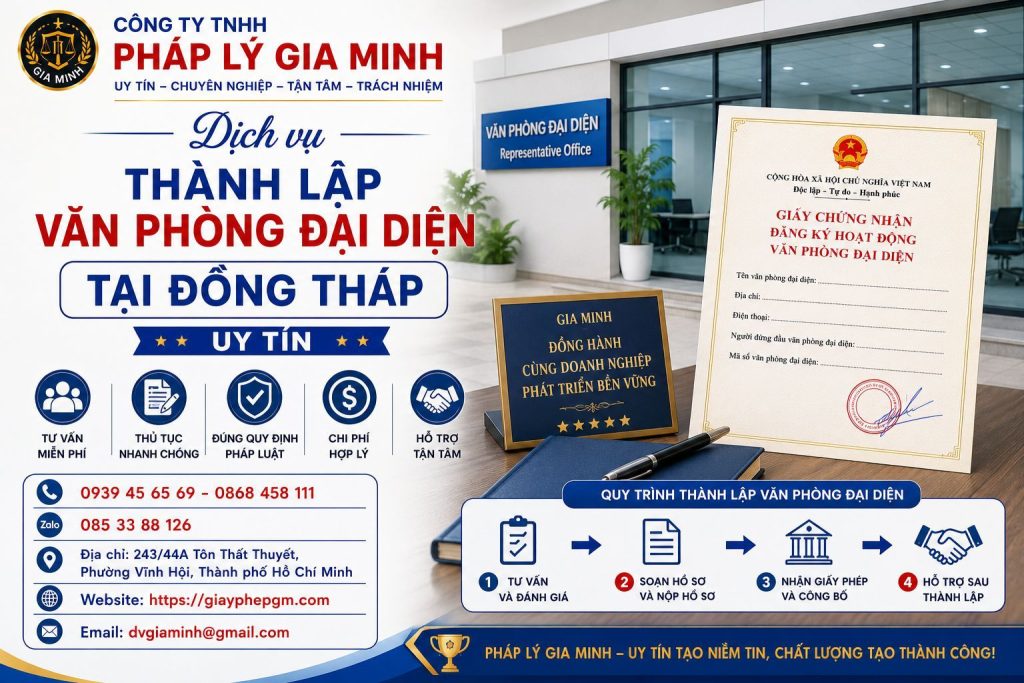 Dịch vụ thành lập văn phòng đại diện Đồng Tháp uy tín