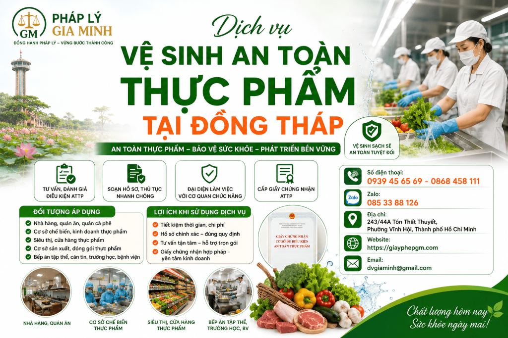 Dịch vụ vệ sinh an toàn thực phẩm tại Đồng Tháp 1 Dịch vụ vệ sinh an toàn thực phẩm tại Đồng Tháp