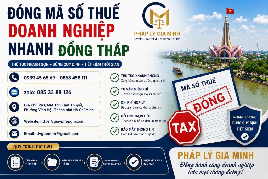 Đóng mã số thuế doanh nghiệp nhanh Đồng Tháp