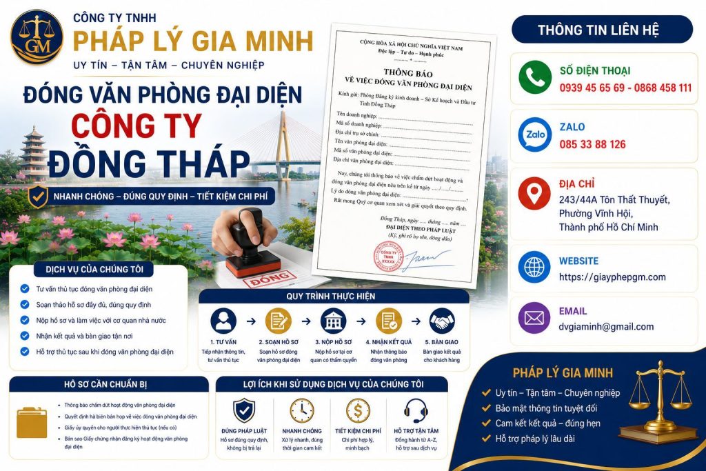 Dịch vụ giải thể văn phòng đại diện tại Đồng Tháp uy tín – Nhanh gọn, đúng pháp luật 4 Đóng văn phòng đại diện công ty Đồng Tháp