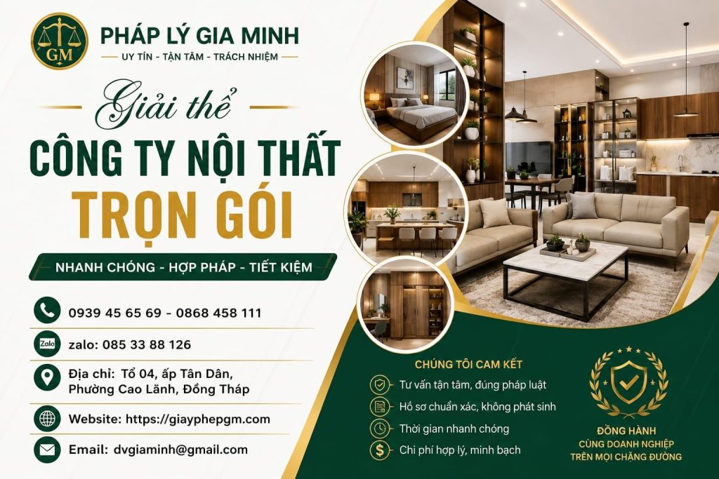 Giải thể công ty nội thất trọn gói Đồng Tháp