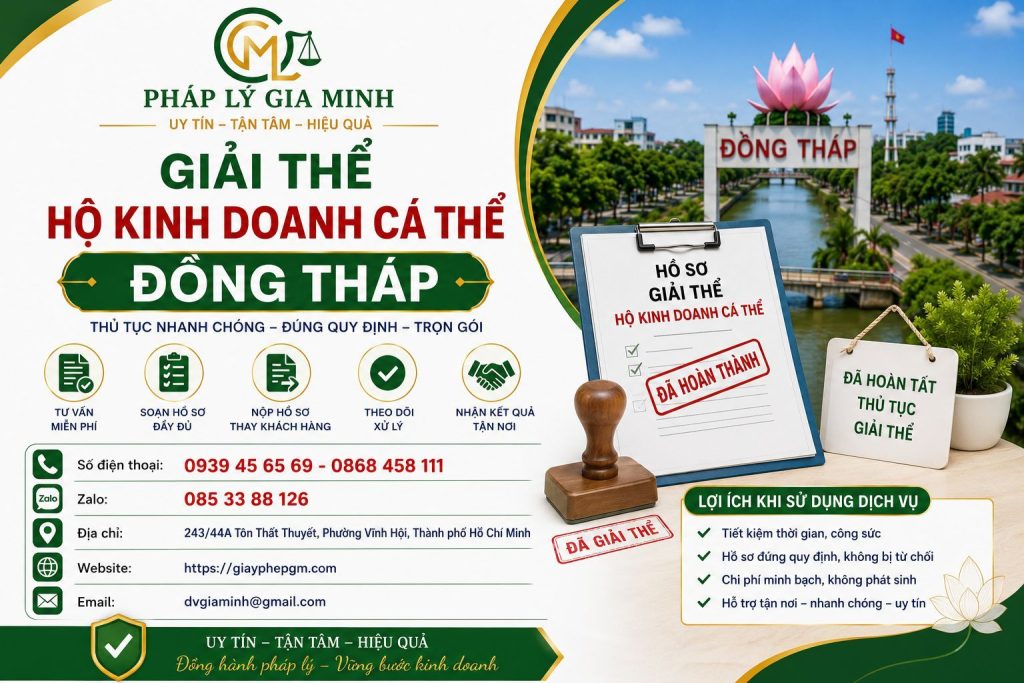 Dịch vụ giải thể hộ kinh doanh tại Đồng Tháp uy tín, nhanh chóng, đúng quy định 5 Giải thể hộ kinh doanh cá thể Đồng Tháp