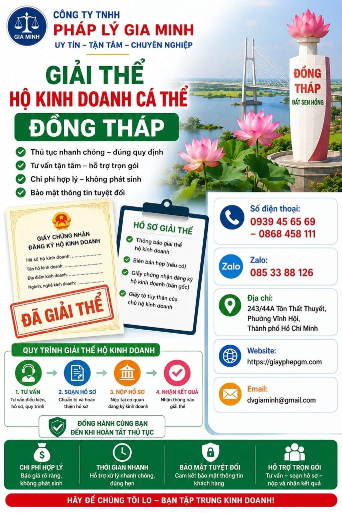 Giải thể hộ kinh doanh cá thể Đồng Tháp