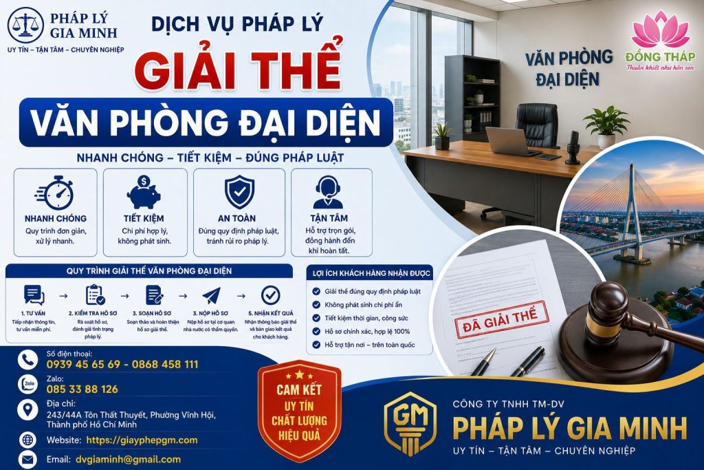 Dịch vụ giải thể văn phòng đại diện tại Đồng Tháp uy tín – Nhanh gọn, đúng pháp luật 3 Giải thể văn phòng đại diện uy tín Đồng Tháp