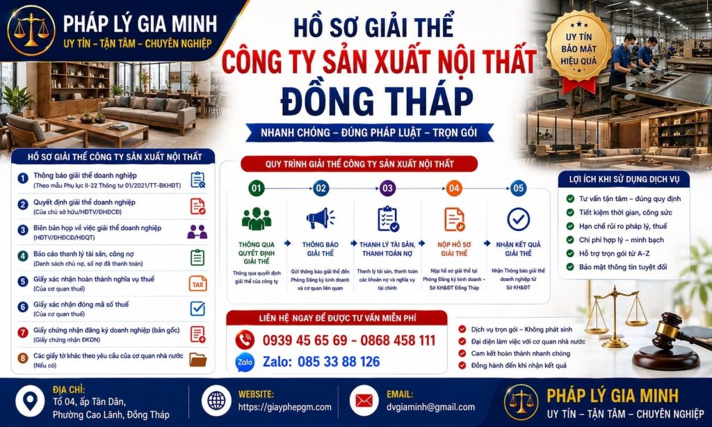 Hồ sơ giải thể công ty sản xuất nội thất Đồng Tháp
