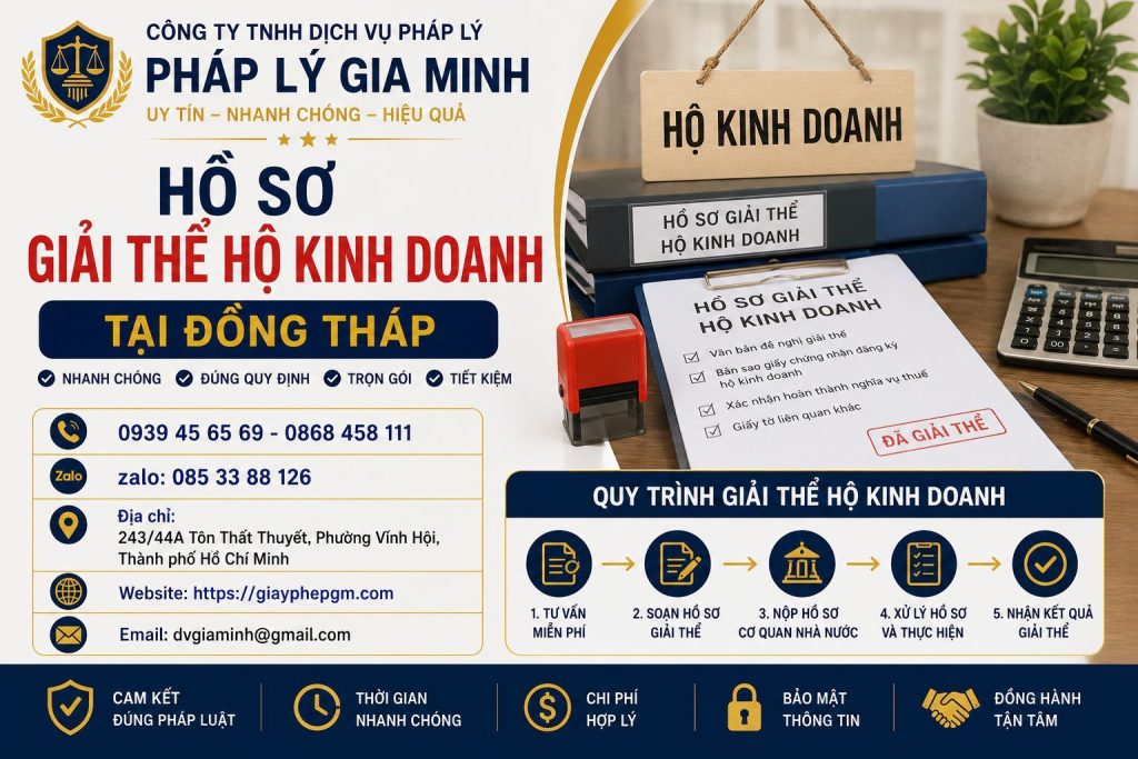 Dịch vụ giải thể hộ kinh doanh tại Đồng Tháp uy tín, nhanh chóng, đúng quy định 7 Hồ sơ giải thể hộ kinh doanh Đồng Tháp