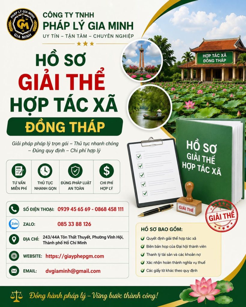 Hồ sơ giải thể hợp tác xã Đồng Tháp