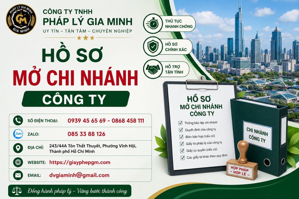 Dịch vụ mở chi nhánh công ty tại Đồng Tháp uy tín 9 Hồ sơ mở chi nhánh công ty