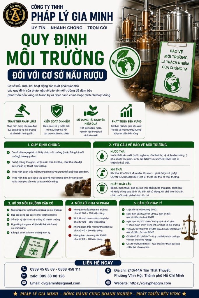 Hồ sơ môi trường sản xuất rượu cần những gì? 1 Hồ sơ môi trường sản xuất rượu cần những gì