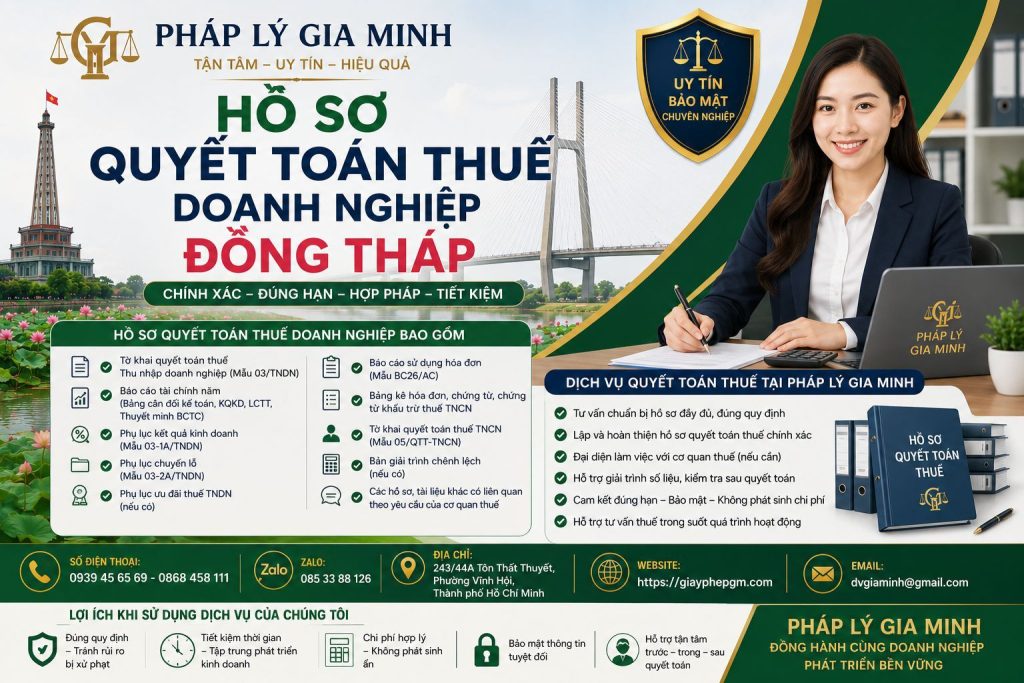 Dịch vụ quyết toán thuế tại Đồng Tháp chuyên nghiệp, an toàn, tối ưu rủi ro doanh nghiệp 6 Hồ sơ quyết toán thuế doanh nghiệp Đồng Tháp
