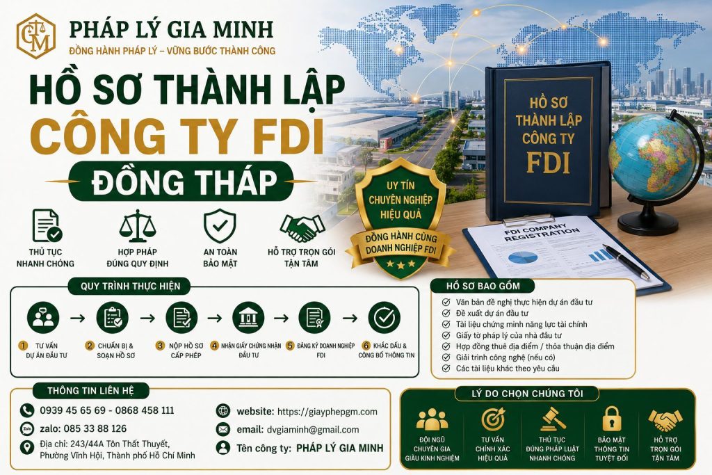 Hồ sơ thành lập công ty FDI Đồng Tháp