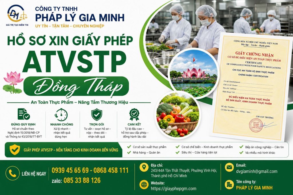 Dịch vụ vệ sinh an toàn thực phẩm tại Đồng Tháp 4 Hồ sơ xin giấy phép ATVSTP Đồng Tháp
