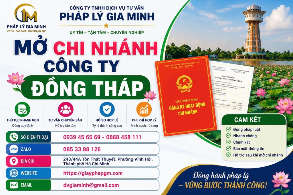 Dịch vụ mở chi nhánh công ty tại Đồng Tháp uy tín 1 Mở chi nhánh công ty Đồng Tháp