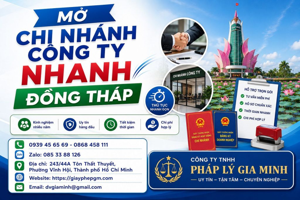 Dịch vụ mở chi nhánh công ty tại Đồng Tháp uy tín 8 Mở chi nhánh công ty nhanh Đồng Tháp